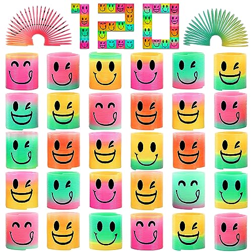 AZEN 120 Pcs Mini Spring Party Favors for Kids 3-5 4-8, Goodie Bags Stuffers for Birthday Party, Classroom Prizes Kids Prizes, Small Bulk Toys Gifts (4 Smile)