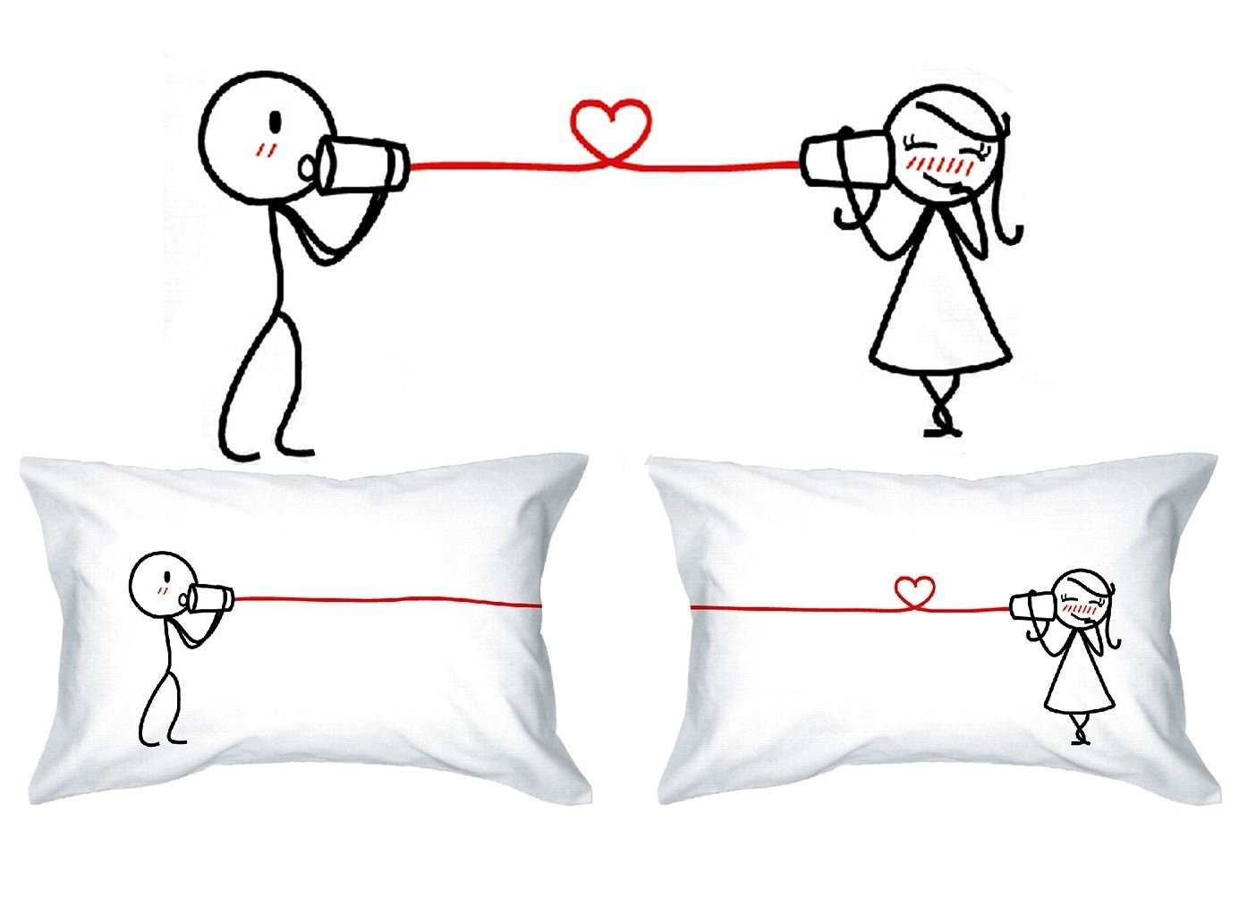 Human Touch Romantic His and Hers Pillow Cases - Love Whispers