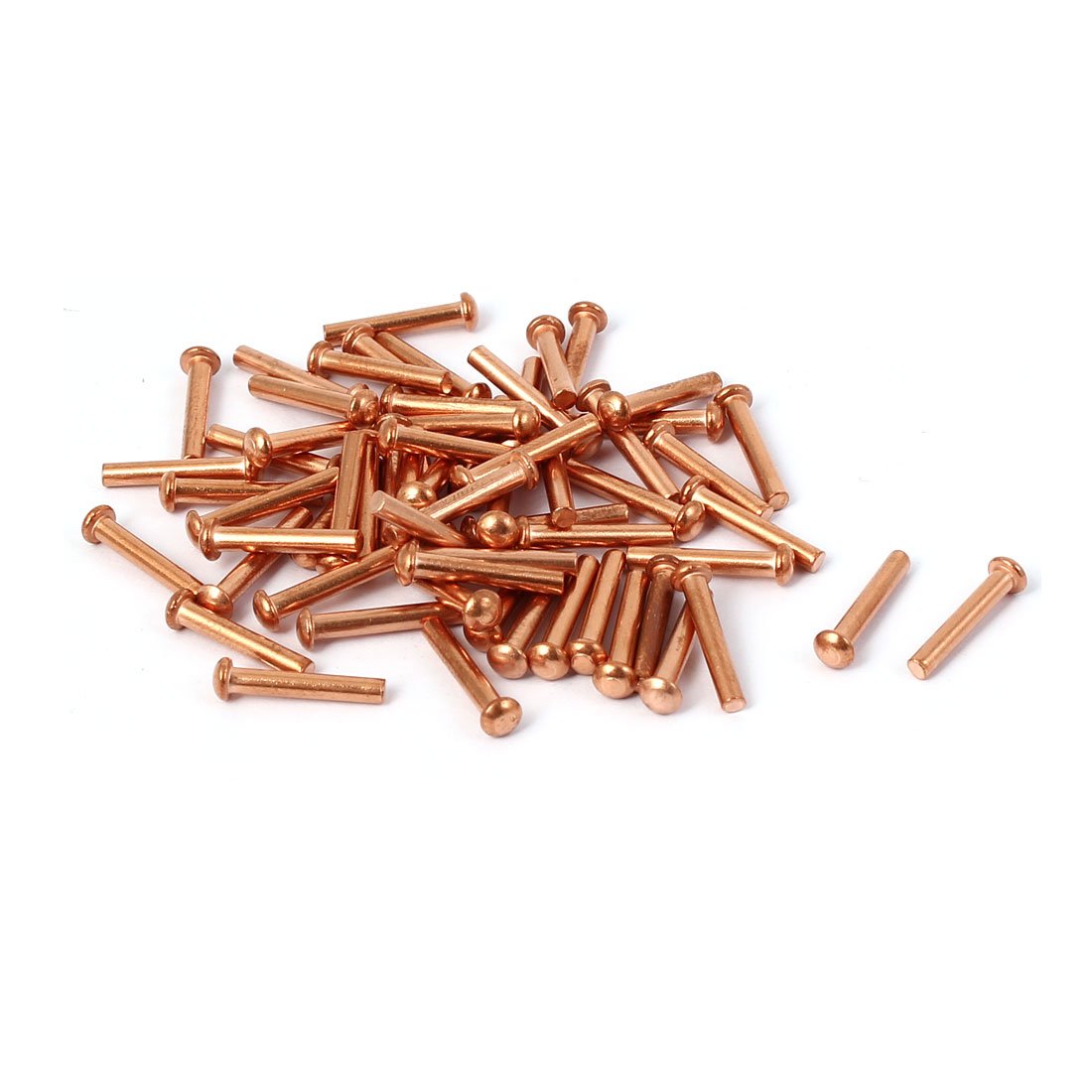 Sourcingmap 13mm Length 2mm x 12mm Round Head Copper Solid Rivets Fasteners Gold Tone 40 Pcs