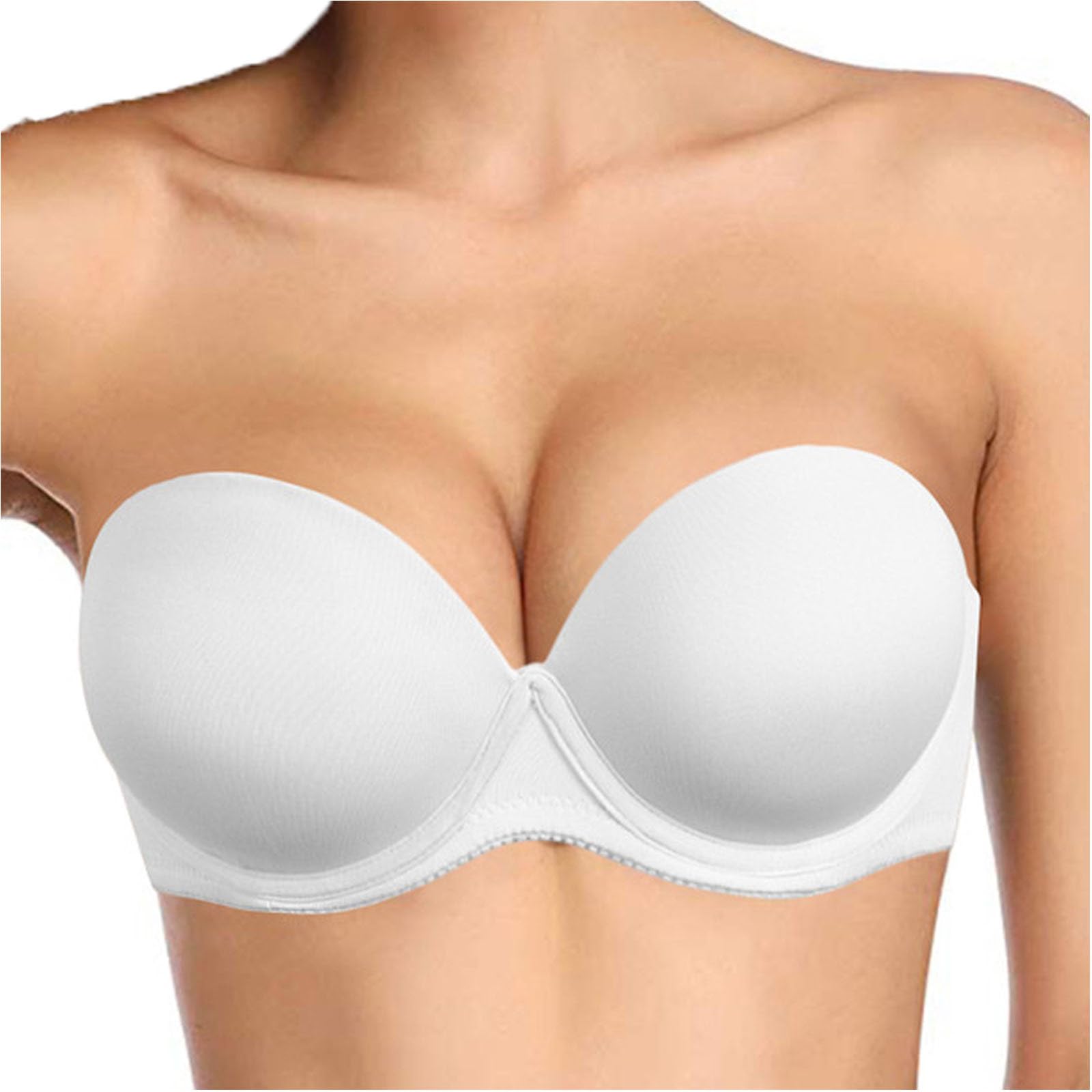 Photo 1 of Plusexy Women's Push Up Strapless Bra Thick Padded Underwire Convertible Multiway Bras White 34D