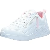 Skechers Kids Girls Uno Lite - Easy Zip Sneaker, White, 5.5 Big Kid