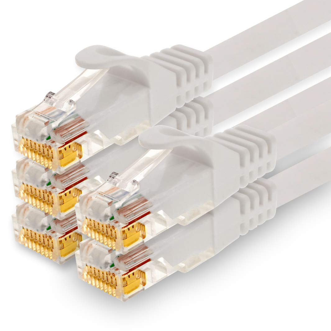 1CONN - 1.0m network cable, Ethernet, Lan & patch cable for maximum internet speed & connects all devices with RJ 45 socket white - 5 pieces