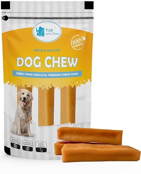 YAK AND CHEW HIMALAYAN CHEESE DOG CHEWS, LONG LASTING, TREATS FOR DOGS, 100% NATURAL, PROTEIN RICH, NO LACTOSE & GLUTEN, HEALTHY & SAFE, GRAINS/STAIN FREE, MEDIUM, PACK OF THREE, 7.76 OUNCES
