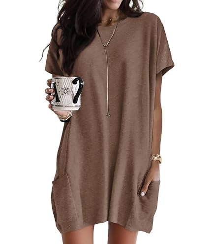 loose fitting t shirt dress Mini Washed Short Sleeve Pocket T-Shirt Dress, Casual Women's Round Neck Short Sleeve T-Shirt (Blue,S) at Amazon Women's Clothing store jennyxhermoza Red Summer Plus Size resists fading Make a choice:Size 2