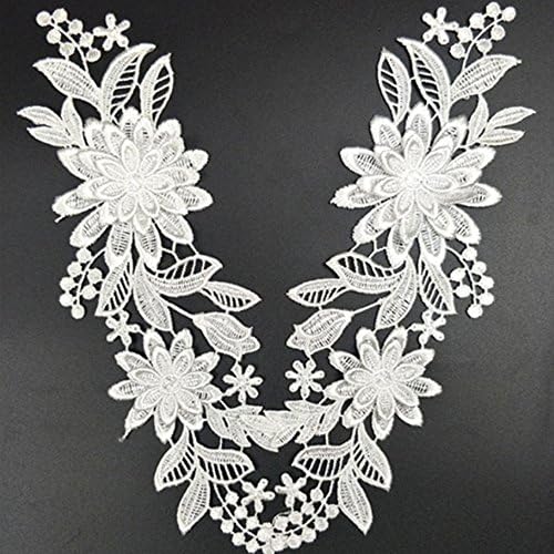 USJee 1 Pair White Lace Flower Applique Patch Embroidery Sewing Craft Decoration