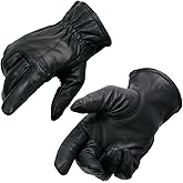Milwaukee Leather SH734 Men's Black Thermal Lined Leather Motorcycle Gloves w/Cinch Wrist Closure