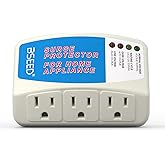 BSEED Voltage Protector, 3 Outlet Plug in Surge Protector for Home Appliance Multi Function Plug with Protection Wall Mount Power Suppressor for TV/PC/Refrigerator 125V, 1875W, 1 Pack
