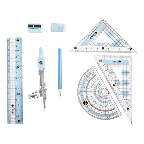 Geometry Compass Set 10Pcs School Maths Protractor Set Rulers For Student Maths And Engineering In Carry Case Craft Hobby Flexible Desk Ruler Set