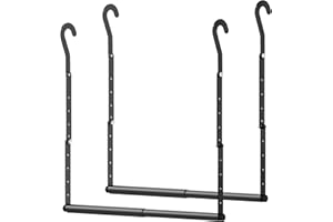 Mavivegue Adjustable Closet Rods for Hanging Clothes, Heavy Duty Closet Hanging Rod, Double Hanging Closet Rod, Space-Saving Closet Extender Hanging Rod,2 Pack Black