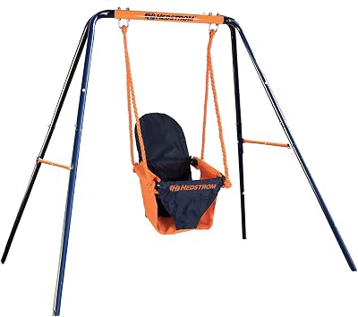 Hedstrom Folding Baby Swing Set Blue/Orange 6-36 Months Outdoor Garden