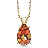 Gem Stone King 14K Yellow Gold Ecstasy Mystic Topaz Pendant Necklace for Women | 2.34 Cttw | Gemstone November Birthstone | Pear Shape 10X7MM | With 18 Inch Chain
