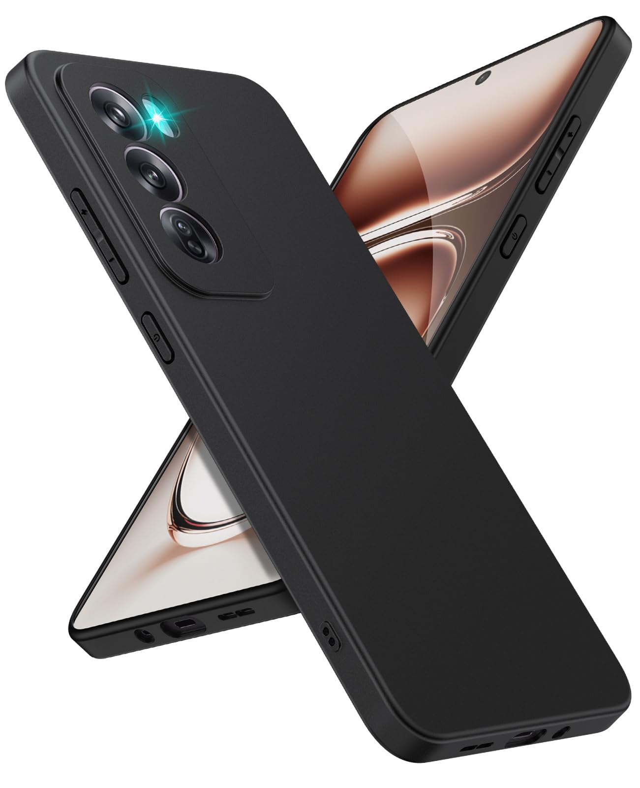 SineOrdo Case compatible with OPPO Reno 12 Pro 5G Phone Case, Slim Cover for OPPO Reno 12 Pro 5G Thin Anti-Fall Soft Matte Silicone TPU - Black