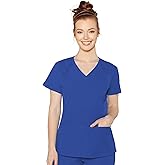 Med Couture Peaches Scrub Top for Women Raglan V-Neck with 3 Pockets, Modern Fit, Moisture-Wicking & Light Weight - MC8470