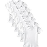 Andrew Scott Boys' Cotton Stretch V Neck T Shirts | Athletic Sport Short Sleeve Color Tops | Multi Packs
