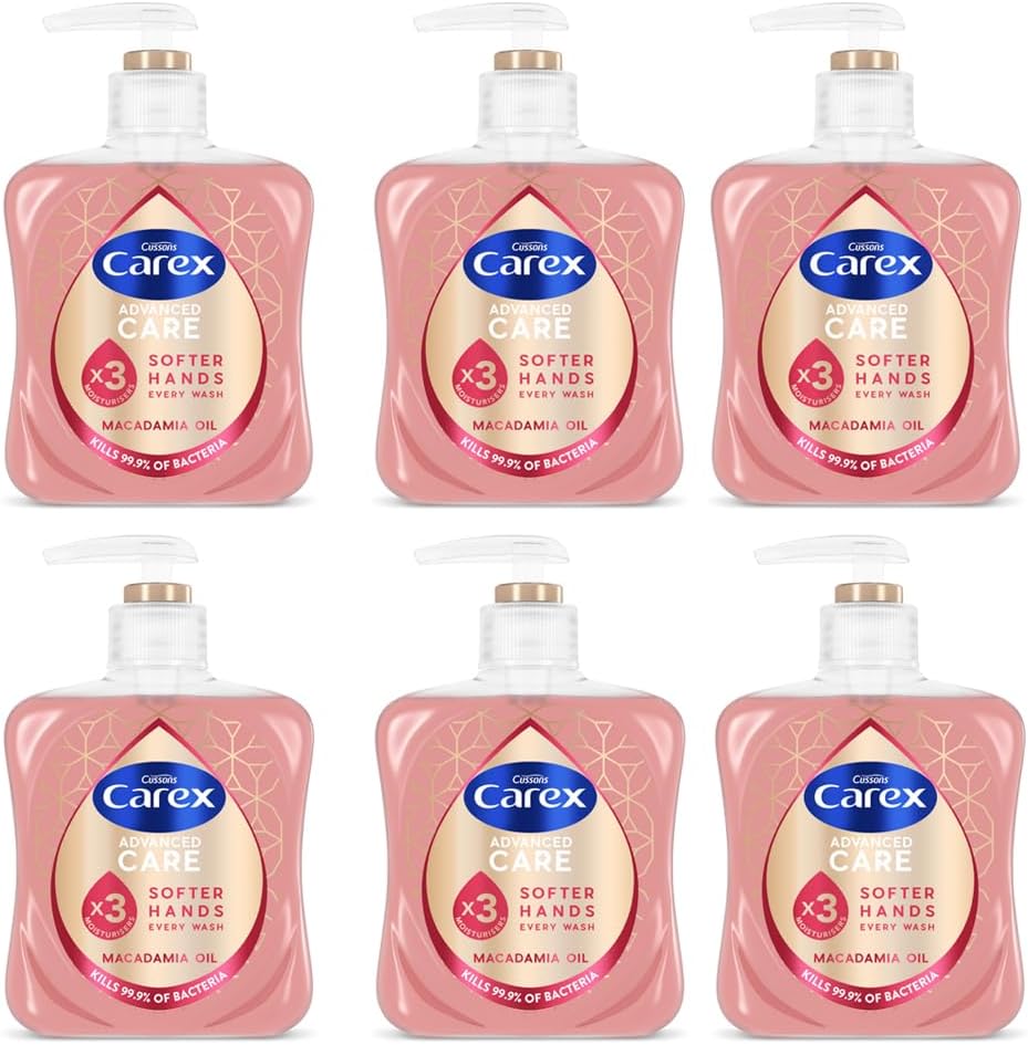 Carex Macadamia Oil Antibacterial Hand Wash 6 x 250ml 3x Moisturisers
