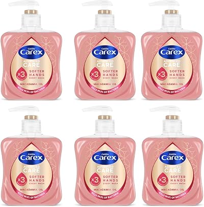 Carex Macadamia Oil Antibacterial Hand Wash 6 x 250ml 3x Moisturisers