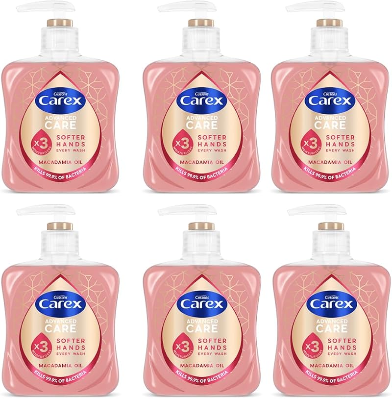 Carex Macadamia Oil Antibacterial Hand Wash 6 x 250ml 3x Moisturisers
