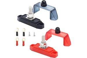 Recoil S1P-516 Busbar Single 5/16” (M8) Studs Power Distribution Block with Ring Terminals Pair Red & Black Marine Bus Bar