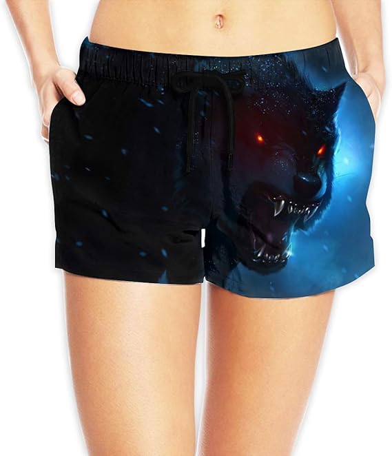Amazon Co Jp オオカミ レギュラーショーツ レディース スポーツ ショートパンツ フィットネス パンツ おしゃれ ビーチ 余暇 パンツ 服 ファッション小物
