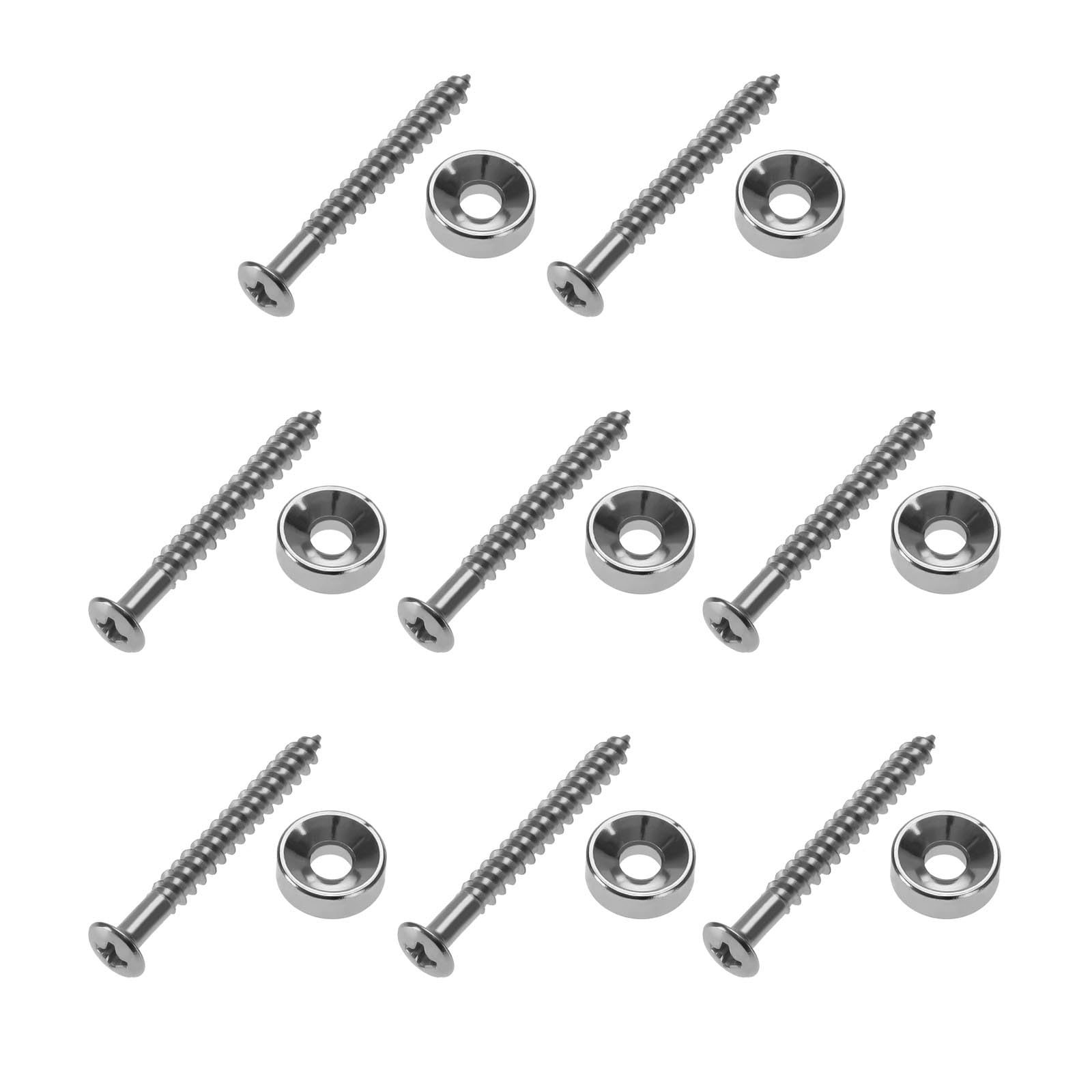 EMSea 8 Sets Electric Guitar Bass Neck Mounting Screws 44.5x 4.5mm Metal Ferrule Bolt Joint Bushings Bolts for Electric Acoustic Guitar Bass, Silver