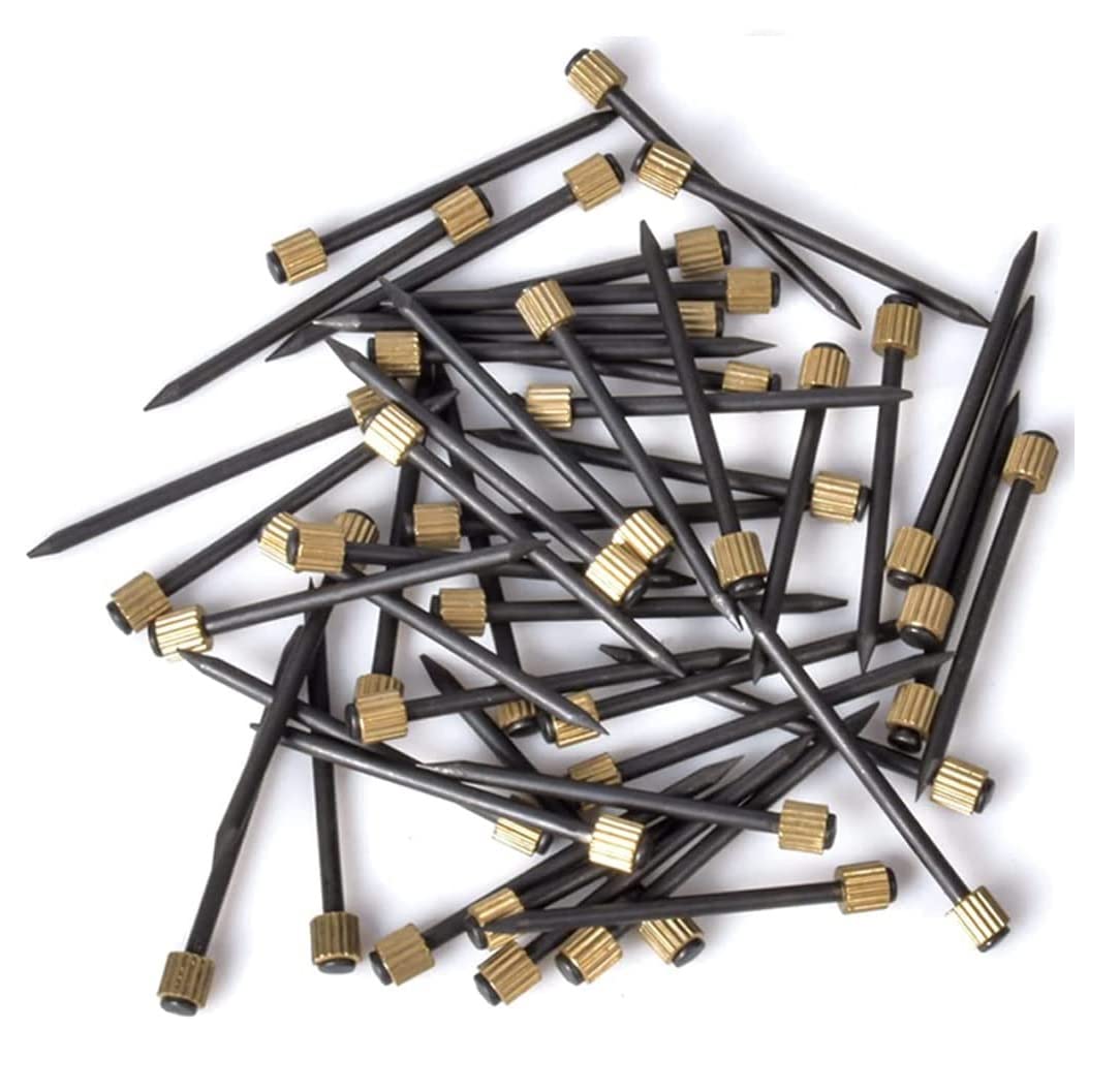 Merriway BH04785 (100 Pcs) Hardened Picture Hook Pin with Knurled Brass Head 25 mm (1 Inch) - Pack of 100 Pieces, Yellow