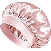 BONNET QUEEN Silk Bonnet for Sleeping Women Satin Bonnet Hair Wrap with Elastic Wide Band Sleep Cap for Curly Hair Night Cap