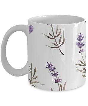 Amazon シンプルなラベンダーパターンパープルハート コーヒーマグ