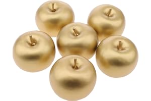 Meiwlong 6 Pcs Artificial Golden Apples for Decoration, Realistic Fake Apple Plastic Fruit for Home Decor, Decorative Fake Fruit Bowl Fillers for Kitchen Table Centerpieces