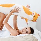 Mewaii 20in Long Cat Plush Pillow Orange Plushie Sleeping Hugging Toy view 4