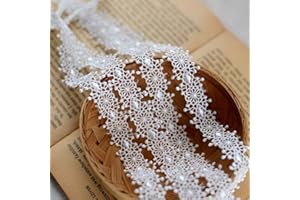 ToBeIT 15yard White Lace Ribbon Lace Trim Pattern Inelastic Embroidery for Decoration Edging Crafts Veils Costumes Table Runner Gift Box(White c)