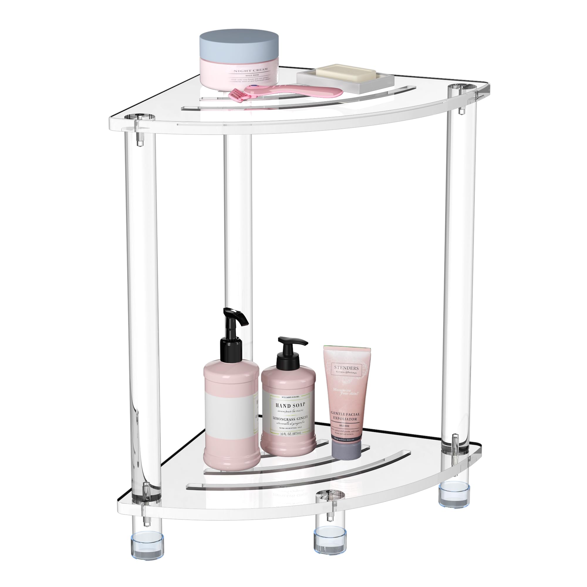 Photo 1 of Sumerflos Acrylic Corner Shower Stool for Inside Shower, Clear Small Shower Bench for Shaving Legs Seating Waterproof Heavy Duty Assemble Modern (Clear, 11.81" D x 11.81" W x 18.11" H)