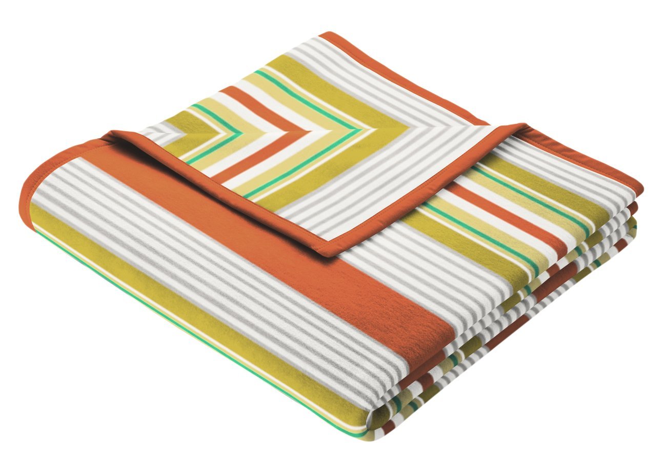 Biederlack Sunny Days Sunrise Blanket Throw, Aquarius Orange, 150 x 200 cm