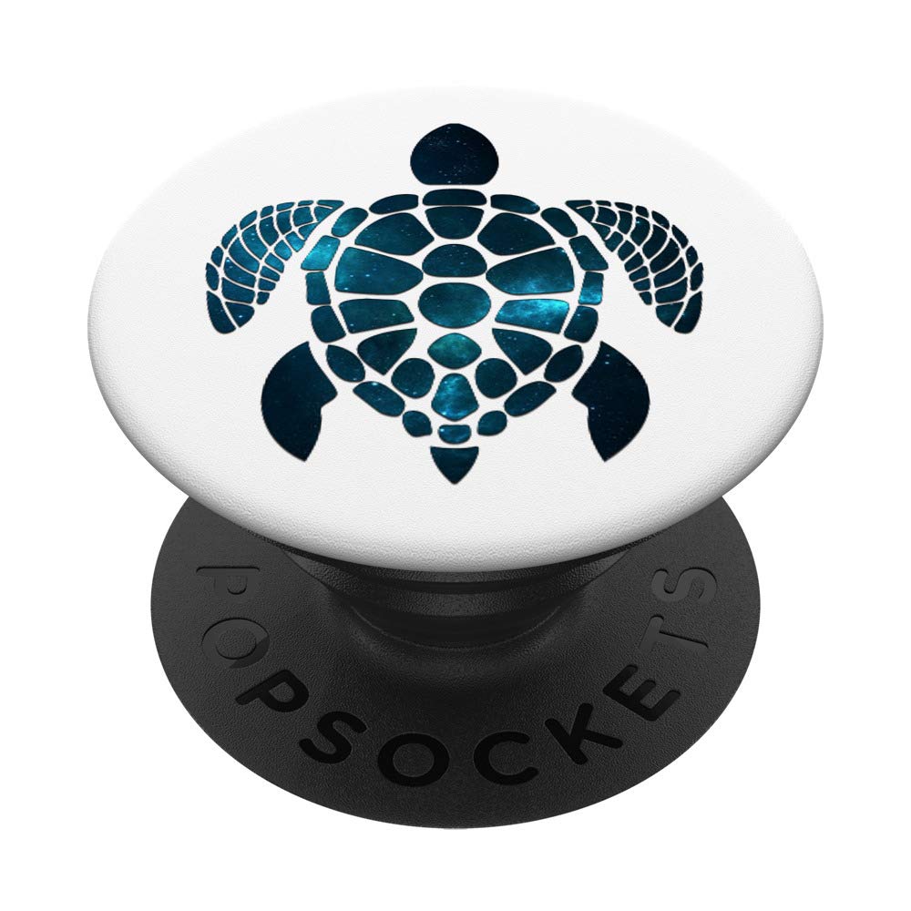 Dark blue Nebula Turtle lover Phone grip on White pattern PopSockets Swappable PopGrip