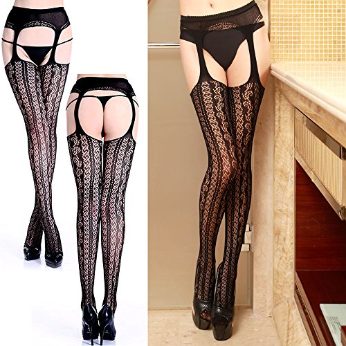 Lady Up 5 Pairs Pantyhose Garter Belts Tights Lace Flowery Stockings for Sexy Women Thigh High Hosiery (Collection 2) - Thumbnail 7