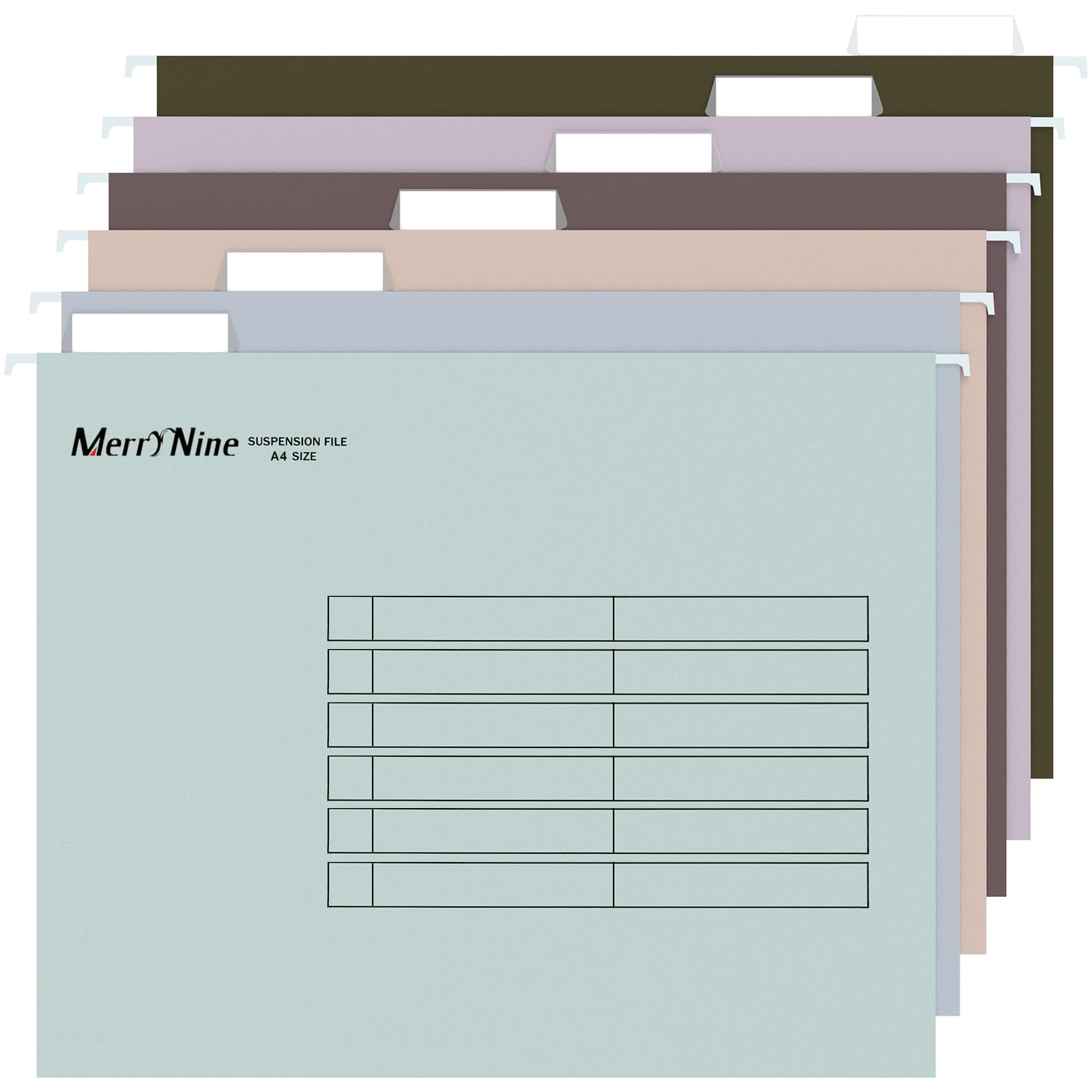 MerryNine A4 Suspension Files, 24PCS Filing Cabinet Suspension Files with Tabs and Card Inserts for School Home Work Office Organization **Check Size Before Ordering** (MixedColor6, A4)
