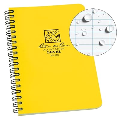 Rite in the Rain All-Weather Side-Spiral Notebook, 4 5/8" x 7", Cubierta Amarilla, Patrón de Nivel (No. 313)