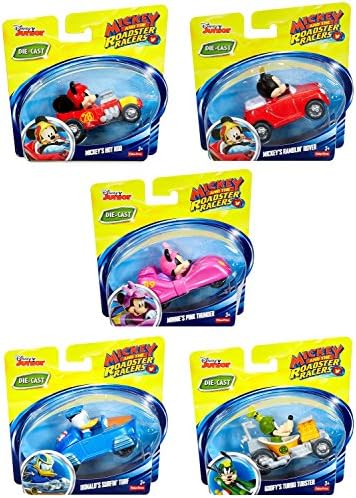 Disney Junior Mickey and the Roadster Racers Complete Set of 5 Die Cast Cars Wave 1 "IN STOCK"