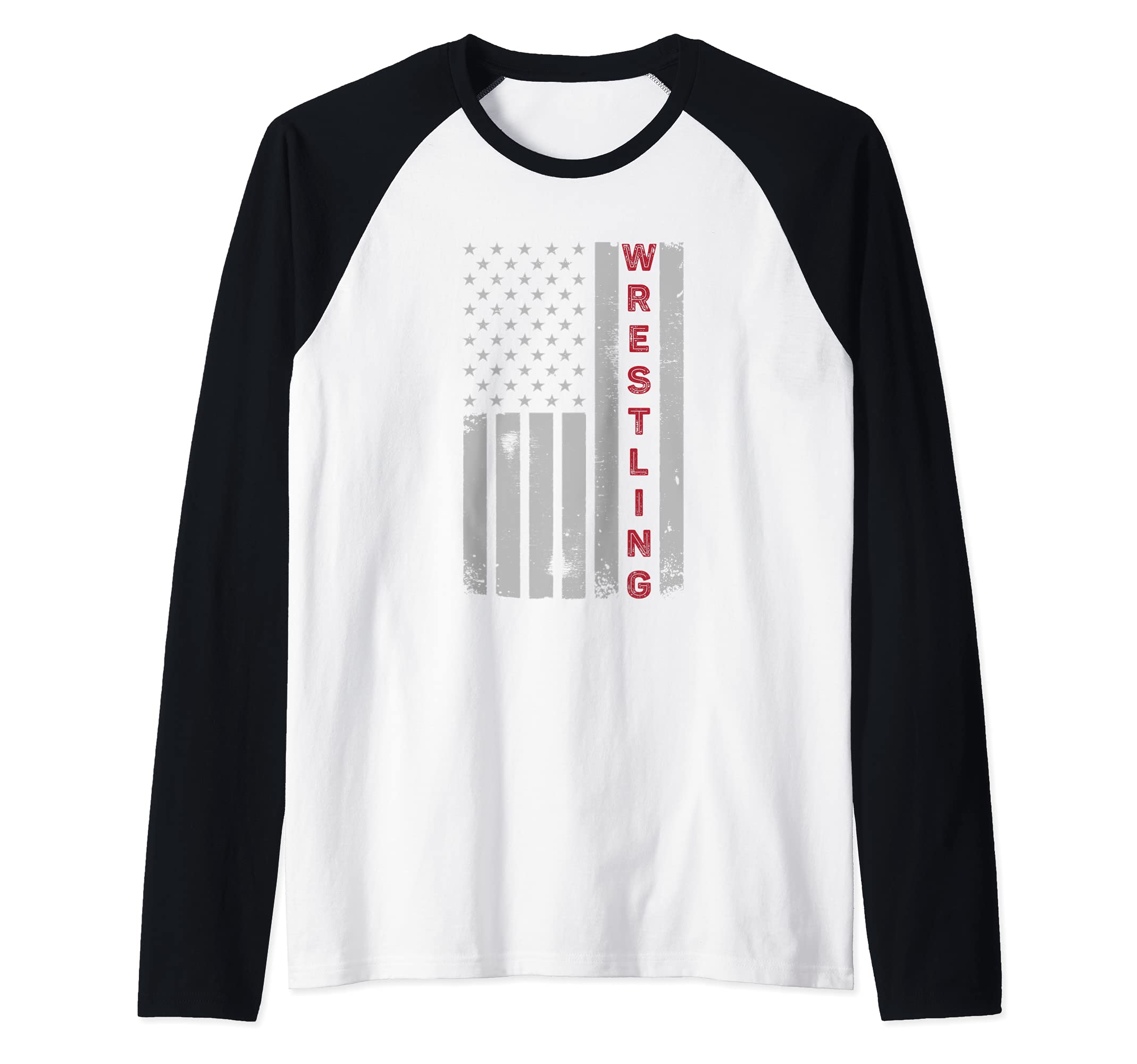 Vintage American Flag Wrestling Raglan Baseball Tee