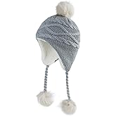 Home Prefer Girls Sherpa Earflaps Hat Toddler Baby Knit Beanie Fuzzy Peruvian Cold Weather Warm Winter Hat