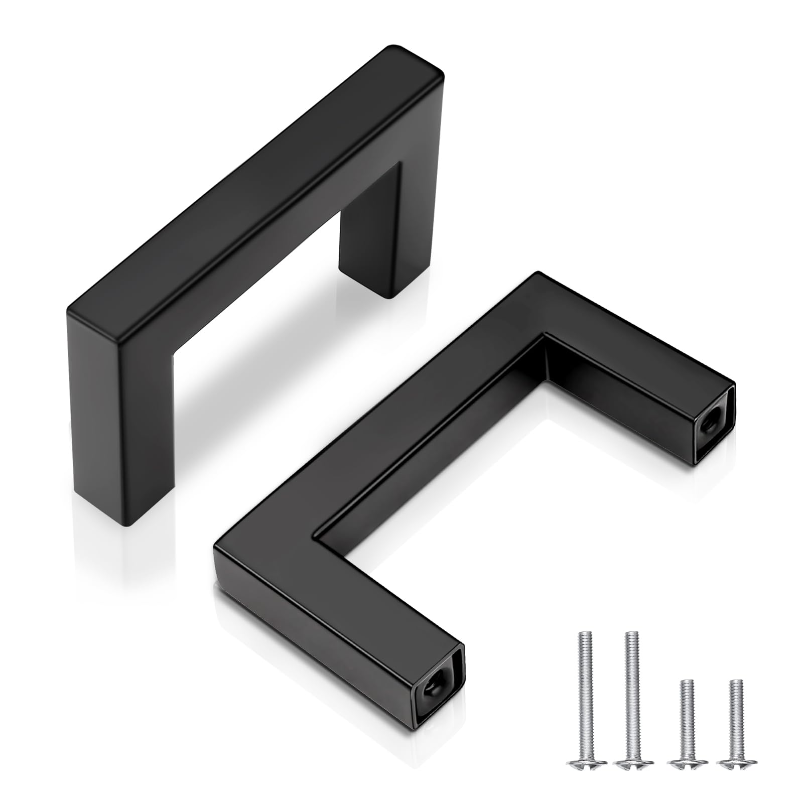Photo 1 of EZRENOVA 64mm (2-1/2") Center to Center Matte Black Stainless Steel Cabinet Handles 10 Pack - Kitchen Drawer Pulls & Dresser Knobs, Durable Cabinet Hardware