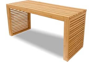 Yikaroeli Bamboo Dining Bench, 35 inch Entryway Bench, Indoor Kitchen Table Bench for Entryway Dining Room Living Room Bedroom End of Bed-Nature