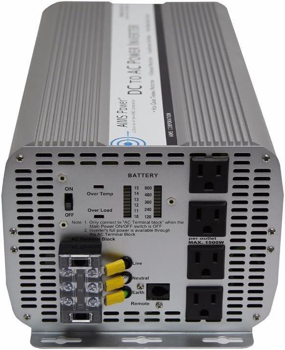 AIMS Power 5000 Watt Modified Sine Power Inverter 12Volt DC to 120 Volt AC with GFCI Outlets and AC Terminal Block: Electronics