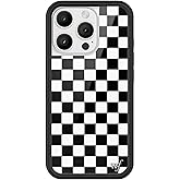 Wildflower Cases - Compatible with iPhone 16 Pro| Protective Black Bumper, 6.5ft Drop Test Certified, Women Owned Small Business | Skate White Classic Edgy Trendy | Checkers - Black