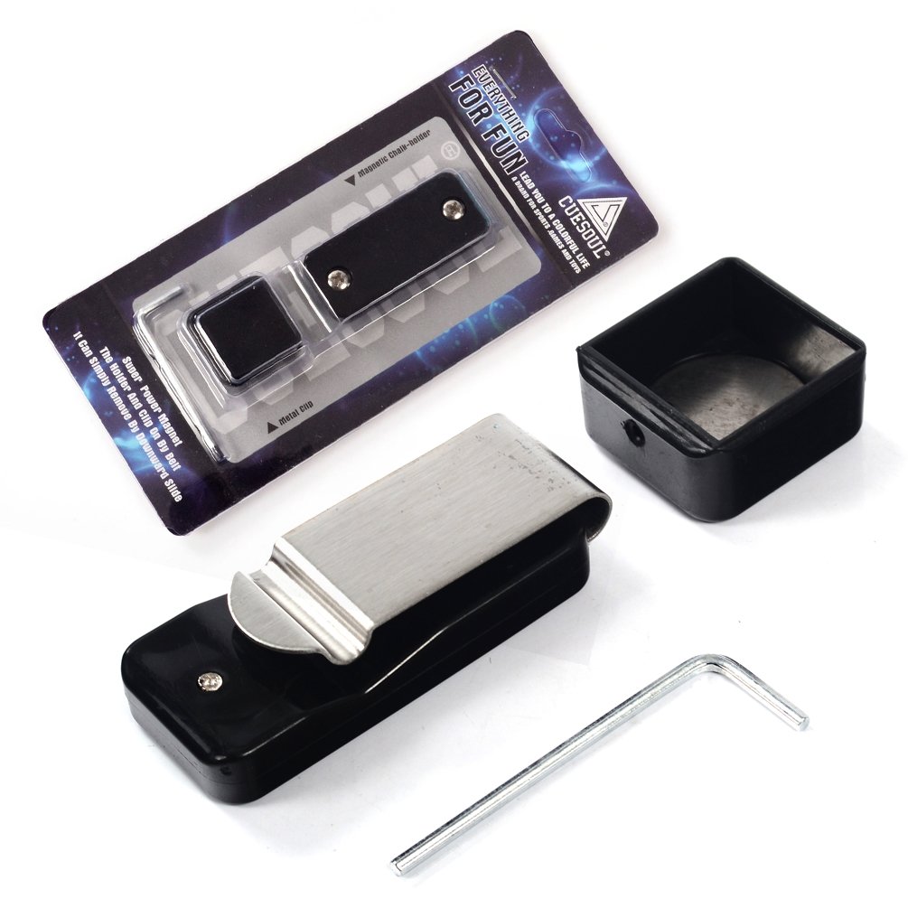 CUESOUL Billiards Snooker Magnetic Pool Cue Chalk Holder with Belt Clip (Black)