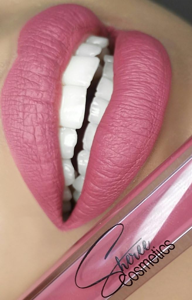 Liquid Matte Lipstick | Transfer Resistant Liquid Lipstick by Sheree Cosmetics, Cruelty, Smudge, and Paraben Free Makeup | Waterproof Matte Liquid Lipstick 6.6mL | Made in USA |Laikyn Rose Color