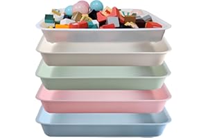 JMUSTTBO 5 Pack Activity Plastic Art Trays, Crafts Organizer Serving Trays for Painting,Beads,Slime and Classroom Home Activities