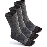 VWELL Toe Socks Cotton Athletic Running Five Finger Socks 3 Pairs,Size 7-11