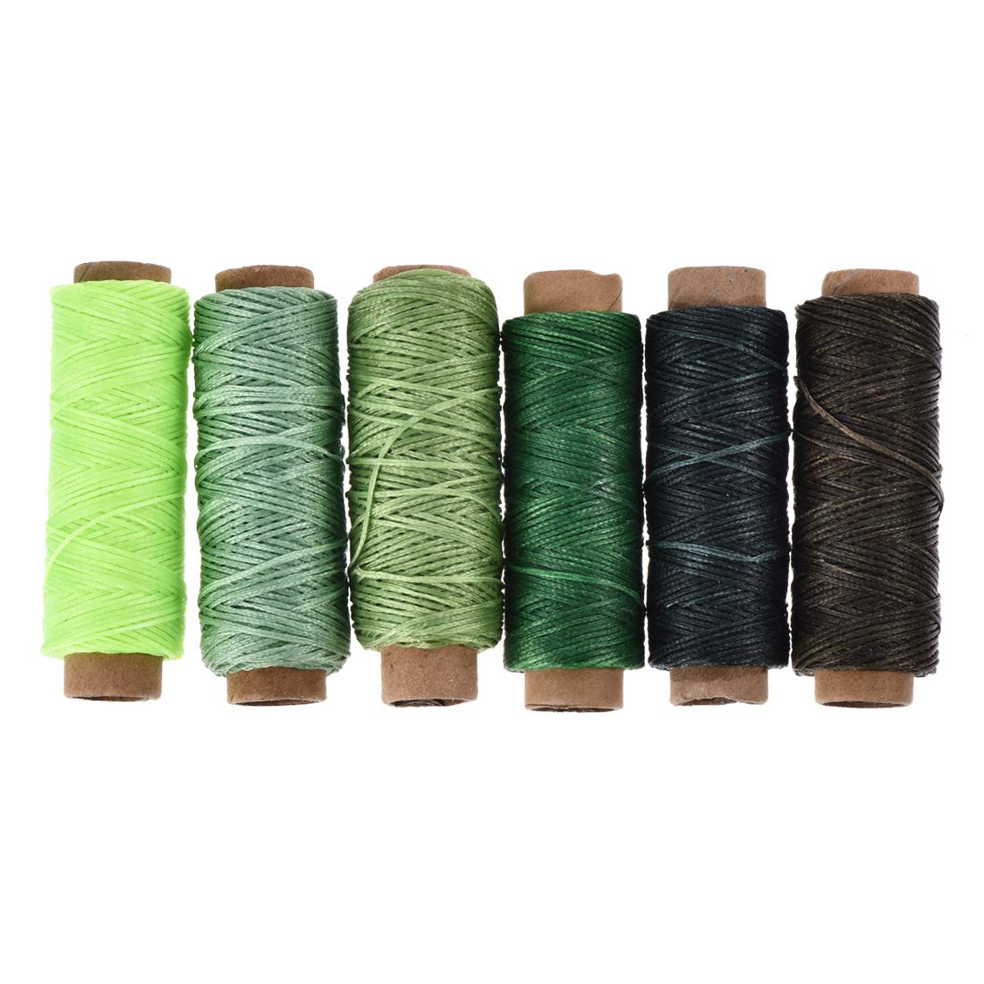 sourcing map Leather Sewing Thread Set 55 Yards 175D/1mm Polyester Flat Waxed Cord for Hand Stitching Leather Bookbinding,Craft DIY, (Cool Colors, 6Pcs)