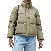 hathne Women's Cropped Puffer Jacket Winter Warm Puffy Quilted Lightweight Jackets Coats