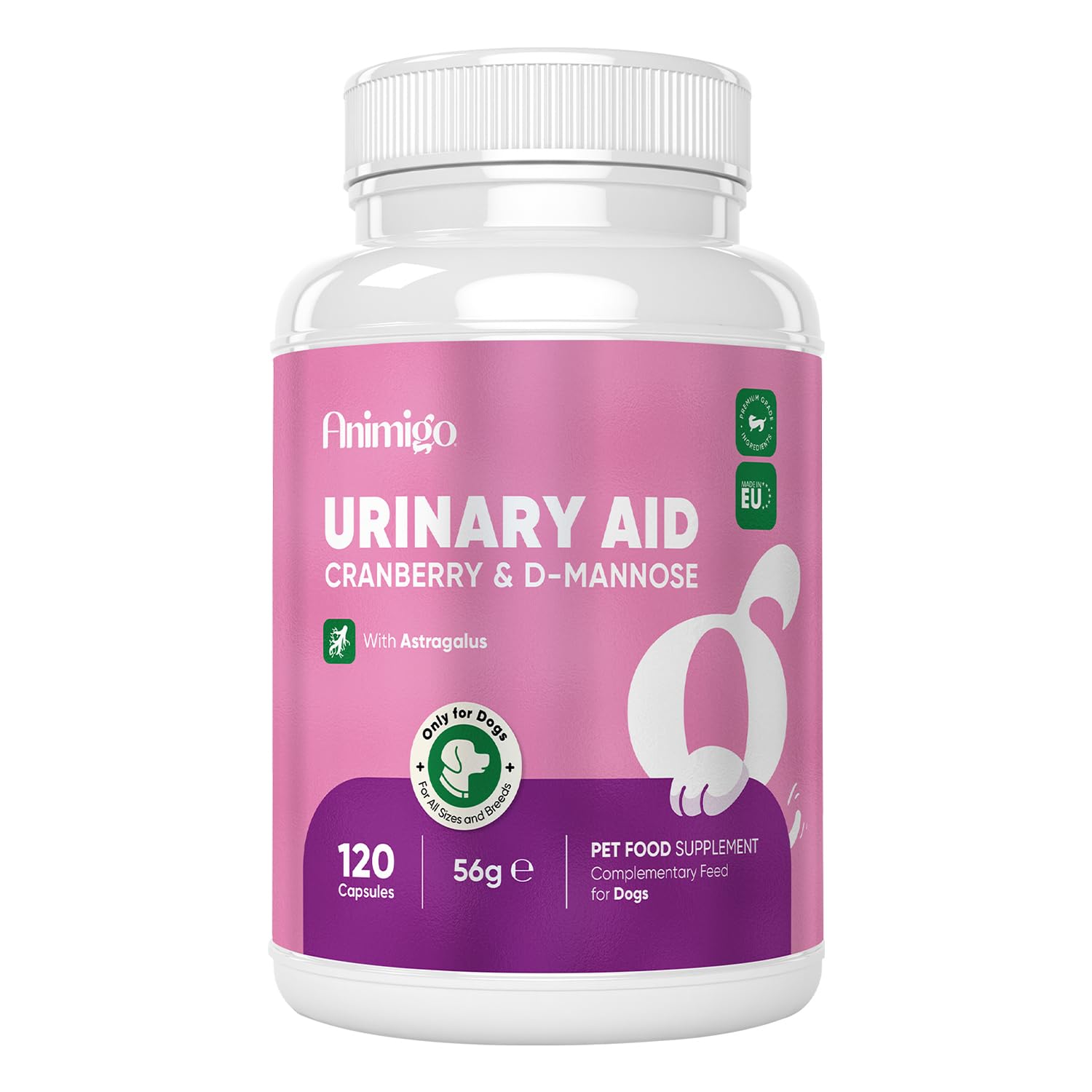 Urinary Aid for Dogs 570mg - 120 Capsules - Added With D-Mannose, Cranberry, Astragalus Root, Liquorice Root Powder & Nettle Leaf Extract - For all Ages, Sizes & Breeds - Non-GMO & Gluten-Free